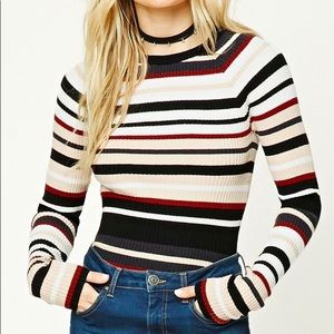 Forever 21 Contemporary Ribbed Striped Sweater